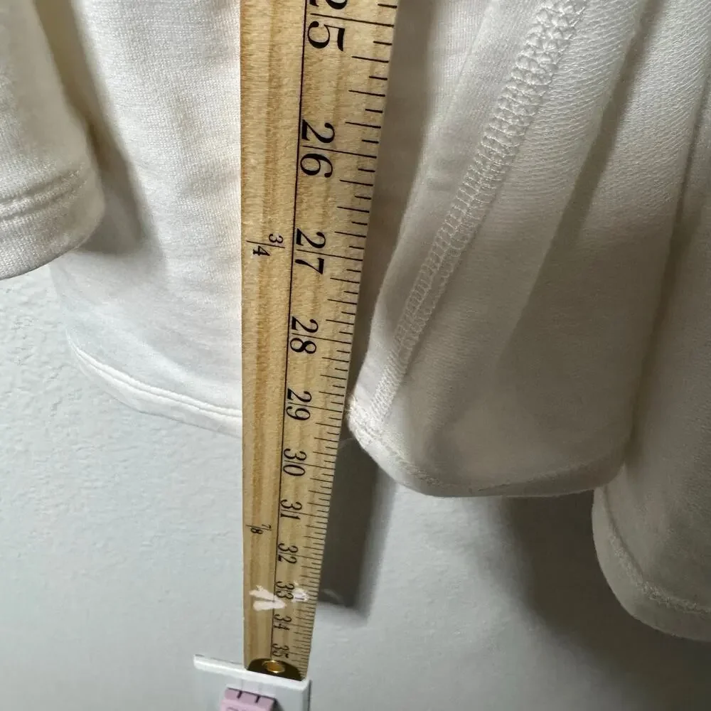LOGO Lounge by Lori‎ Goldstein Women’s Medium White Cardigan Zip Pockets